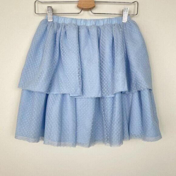 Hill House The Clara Tulle Tiered Dotted Mini Skirt Powder Blue Women Small - Picture 3 of 8